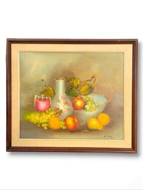1970s John G. Martin Original Still Life Painting with Fruits
